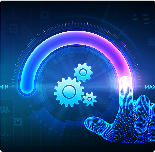 Data visualization with circular gauge and gear icon